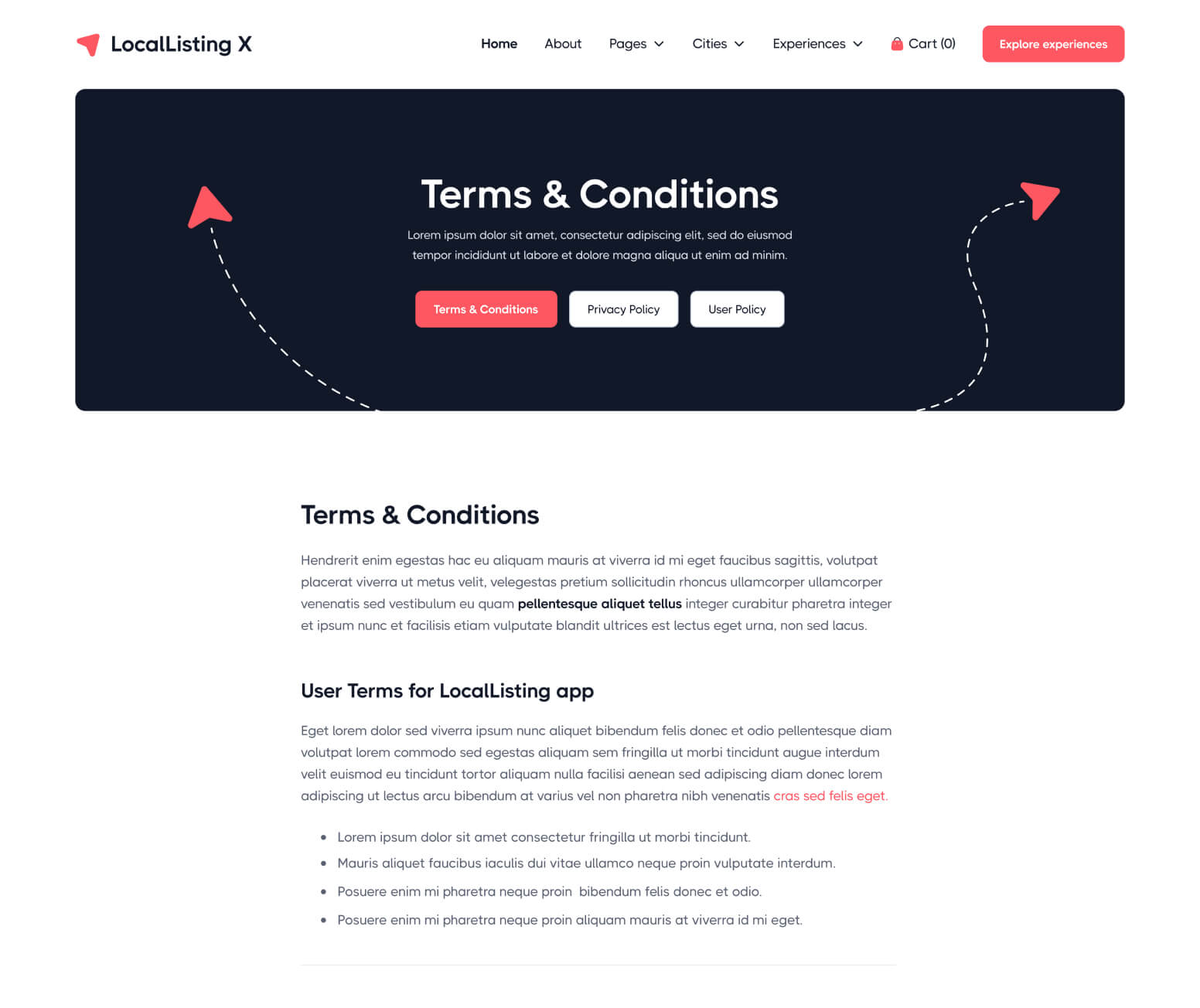 LocalListing X - Terms & Conditions Page - Webflow Template