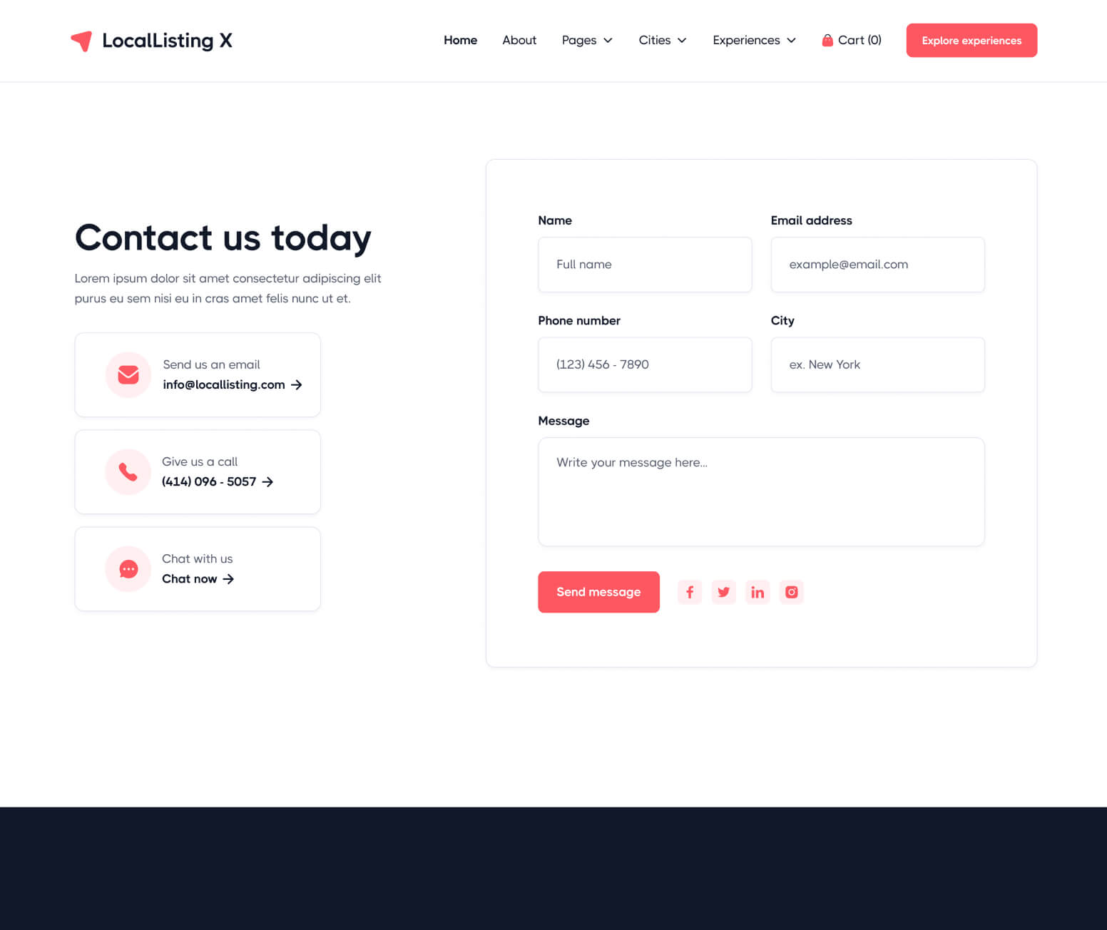 LocalListing X - Contact V2 Page - Webflow Template
